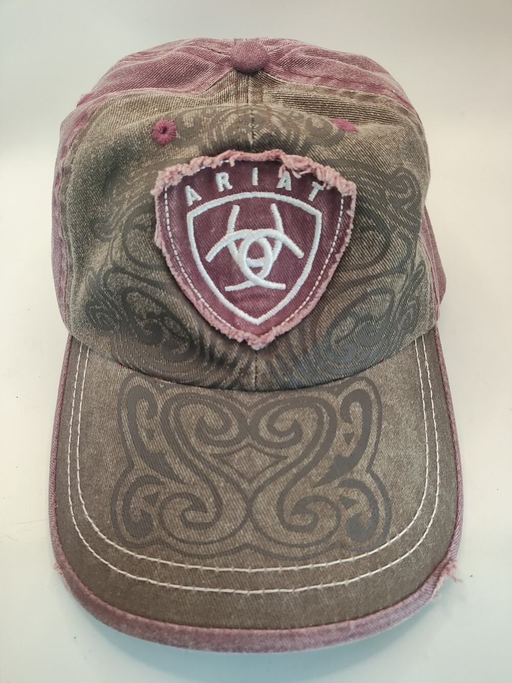 Ariat Women's Hat Cap Strapback Red Distressed Design Adjustable Western